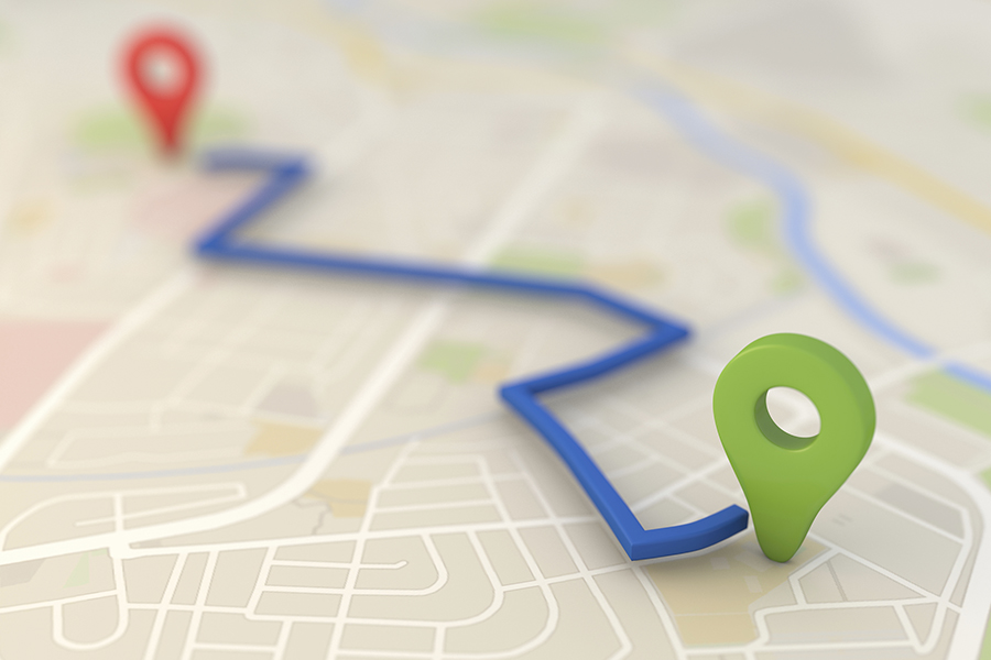 city map with Pin Pointers 3d rendering image